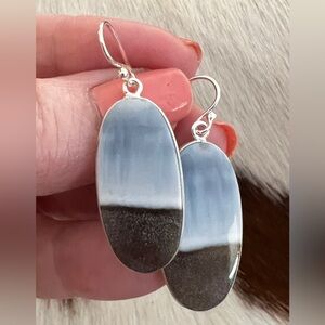 ❤️ Owyhee Blue Opal Natural Stone Dangle 926 Earrings Southwest USA 1.60”L